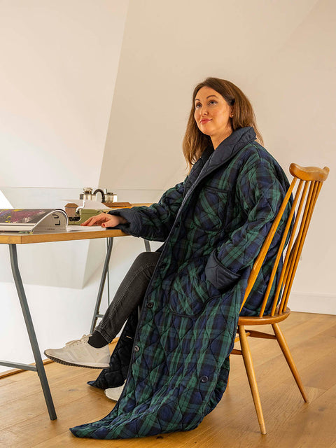 Black Watch Fabric | Coaroon Cocoon Coat | Work from home in warmth
