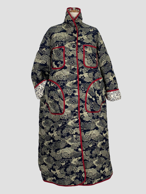 Japanese Patchwork Fabric | Front of Garment | Coaroon Cocoon Coat 