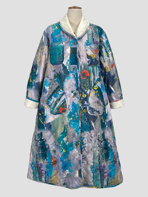 Mhairi Helena - Tern of the Tides Print | Luxury Cocoon Coat | Front of Garment