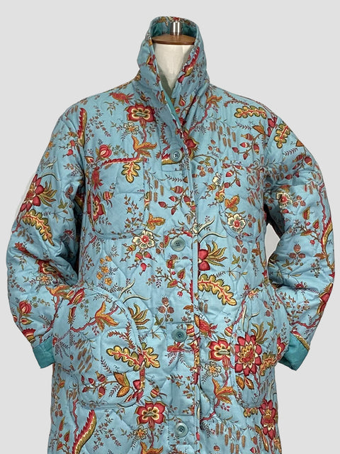 Turquoise Dutch Floral | Front Detailing | Coaroon Cocoon Coat 